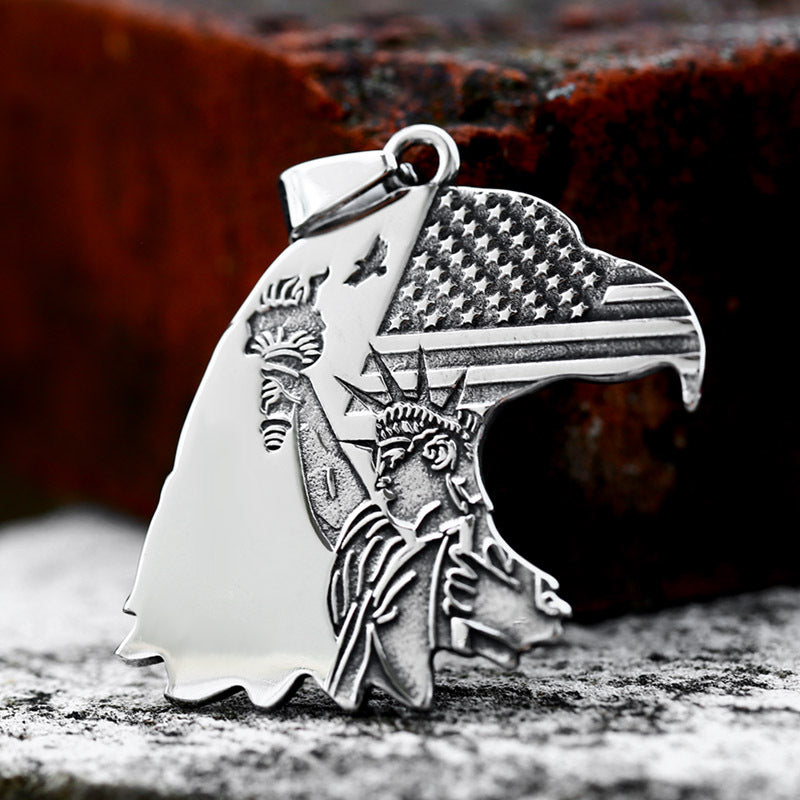 Stainless Steel Gothic Eagle Pendant - Edgy DIY Jewelry Component for Necklaces