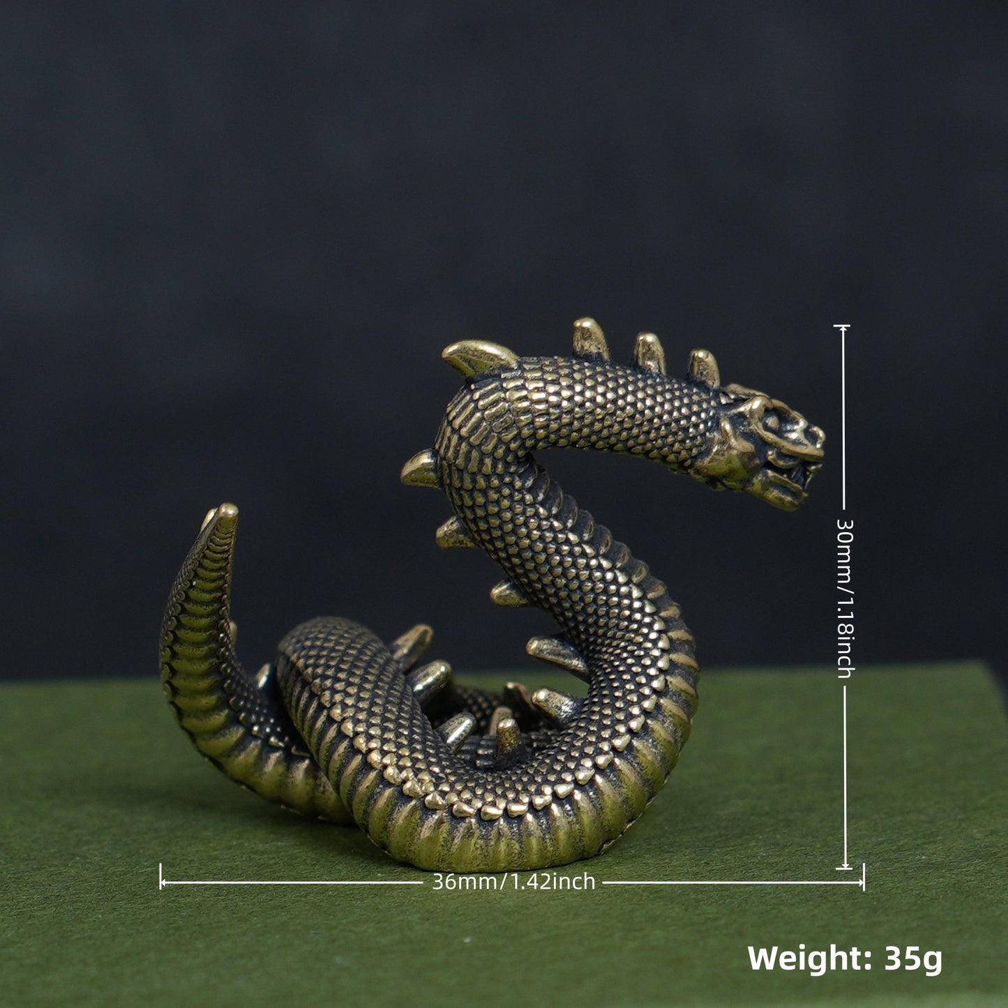 Vintage Brass Dragon & Snake Figurine, Retro Mythical Animal Statue, Feng Shui Desk Decor, Collectible Brass Ornament