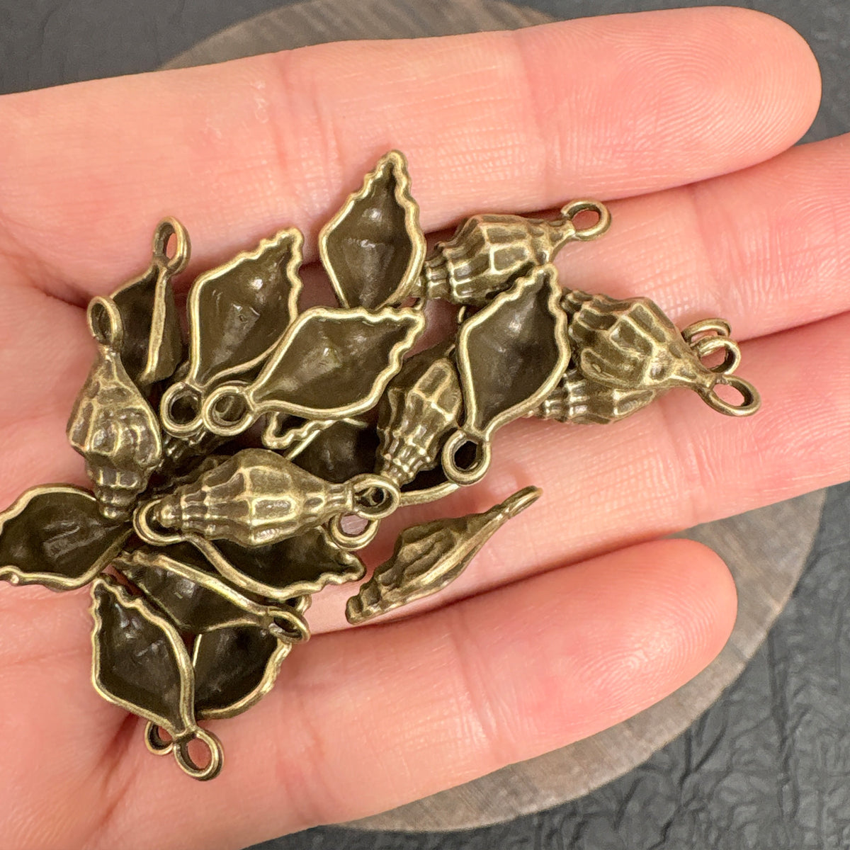 30PCS Antique Bronze Conch Shell Charms, Vintage Spiral Seashell Pendants for Jewelry Making