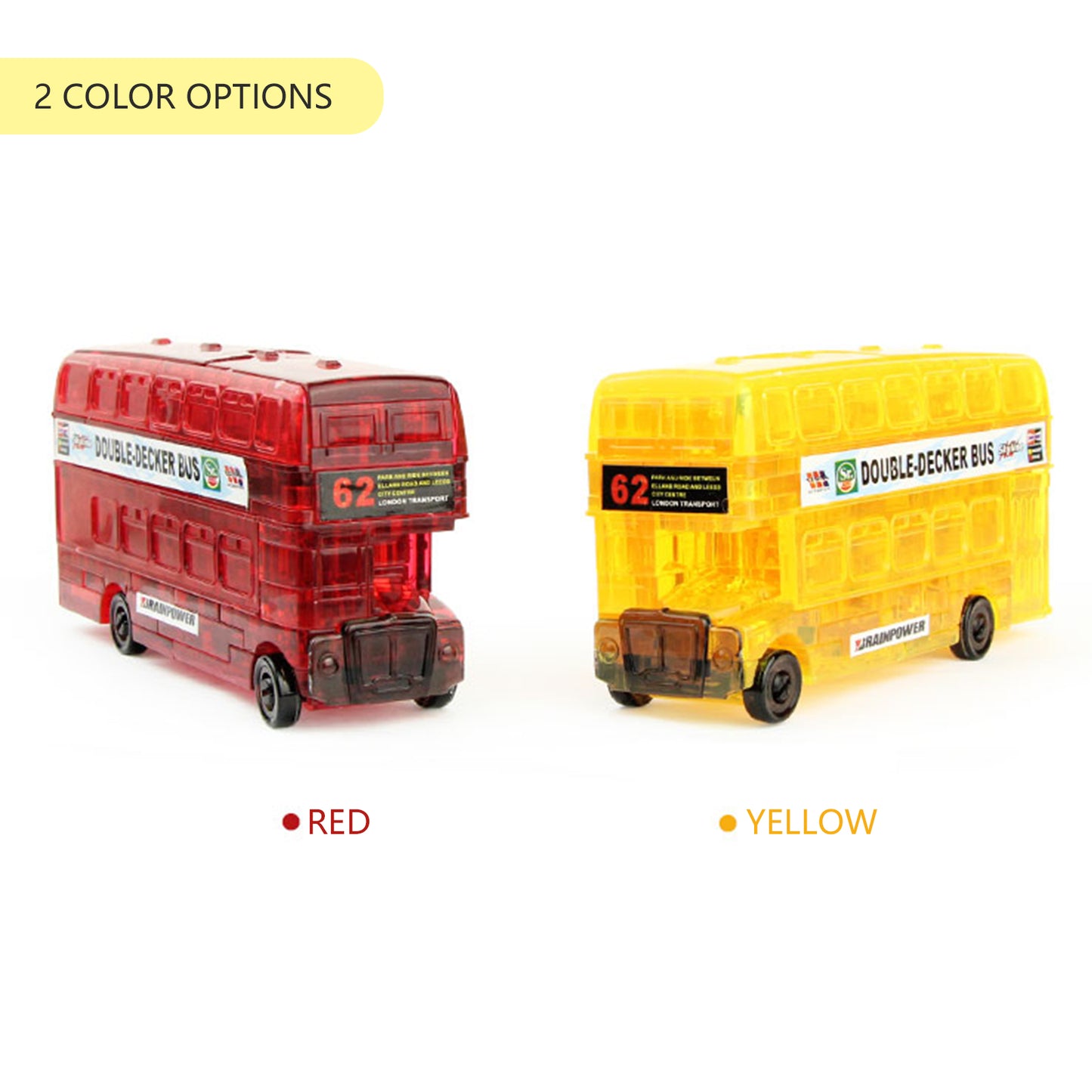 3D Crystal Puzzle Double Decker Bus, Crystal Puzzle Brainteasers for Puzzlers Ages 16 and Up,54PCS