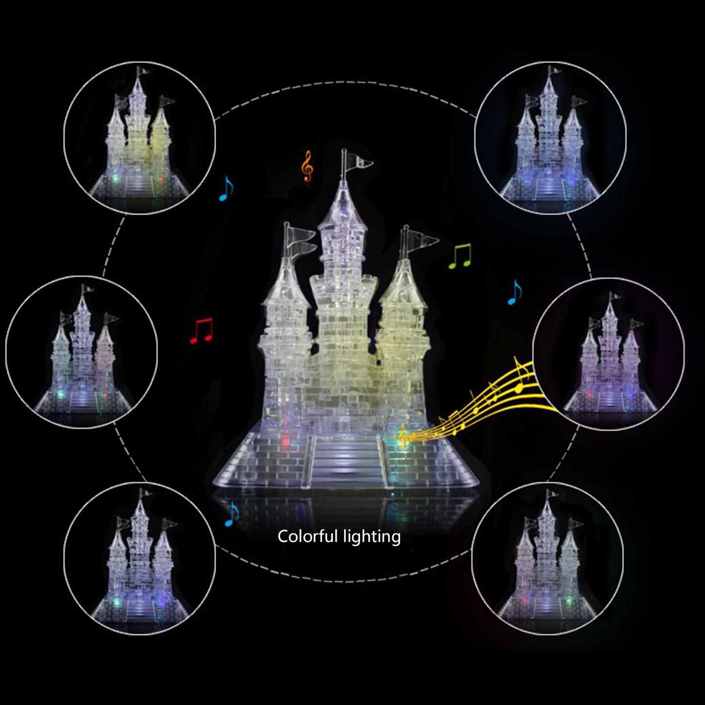 3D Crystal Puzzle Castle, Crystal Puzzle Brainteasers for Puzzlers Ages 16 and Up, 105PCS