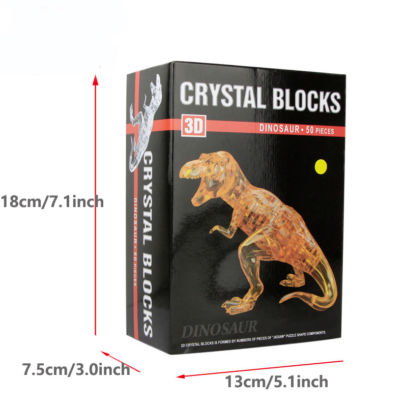 3D Crystal Puzzle Dinosaur, Crystal Puzzle Brainteasers for Puzzlers Ages 16 and Up, 50PCS