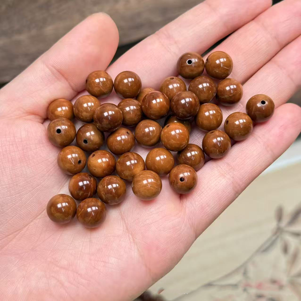 20PCS Genuine Natural Kuka Loose Beads, Smooth Round Wood Beads for Jewelry Making, DIY Bracelet Necklace Craft Supplies