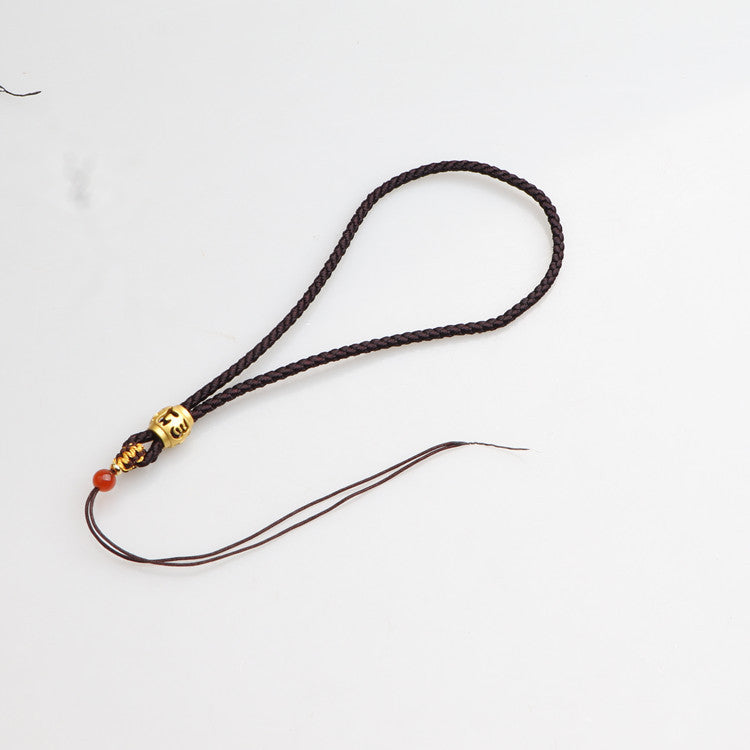 Six-Word Mantra Handwoven Cord, DIY Agate Prayer Bead Holder, Handmade Wrist Rope, Keychain & Phone Strap Jewelry Accessories