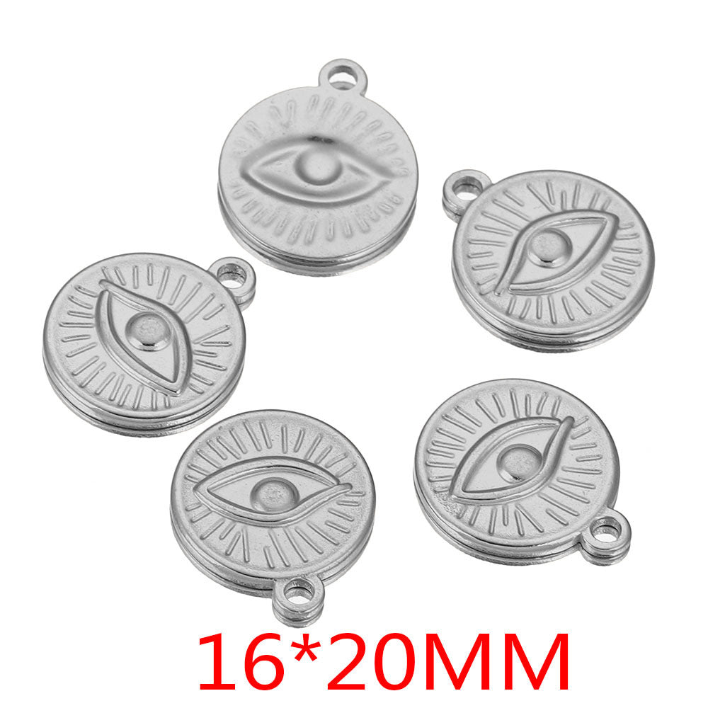 Stainless Steel Eye Pendant | Retro Sun-Eye Relief Design, DIY Charm for Necklace & Earring Jewelry Making