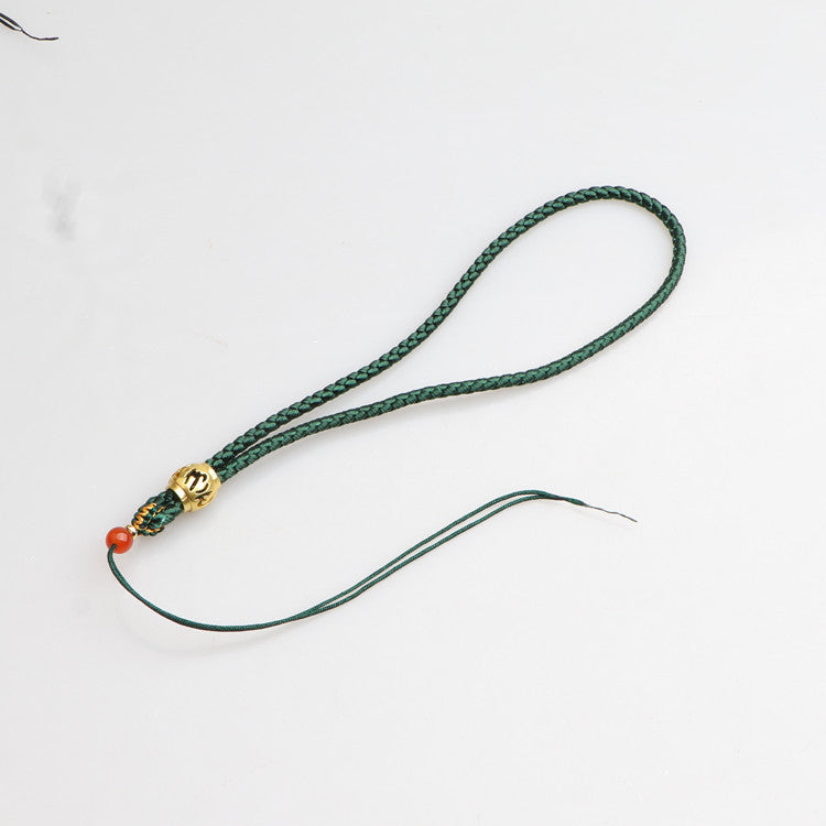 Six-Word Mantra Handwoven Cord, DIY Agate Prayer Bead Holder, Handmade Wrist Rope, Keychain & Phone Strap Jewelry Accessories