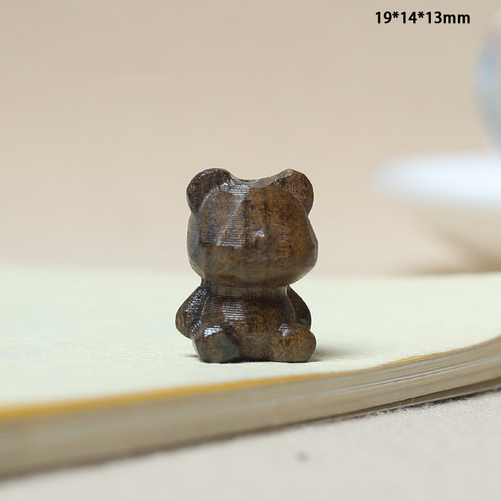 - Cute Sandalwood Carved Diamond Bear Charm - DIY Accessory for Wenwan Beads Bracelet & Necklace