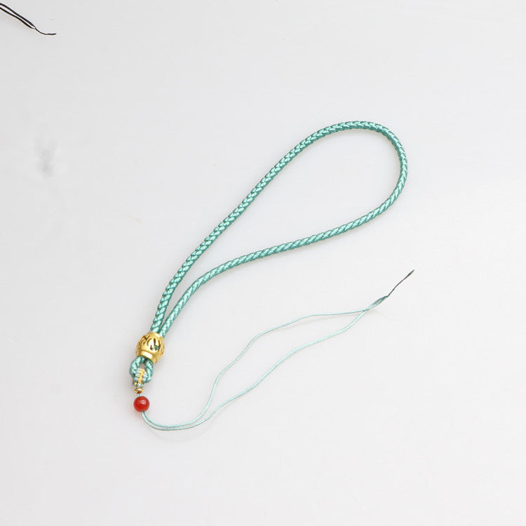 Six-Word Mantra Handwoven Cord, DIY Agate Prayer Bead Holder, Handmade Wrist Rope, Keychain & Phone Strap Jewelry Accessories