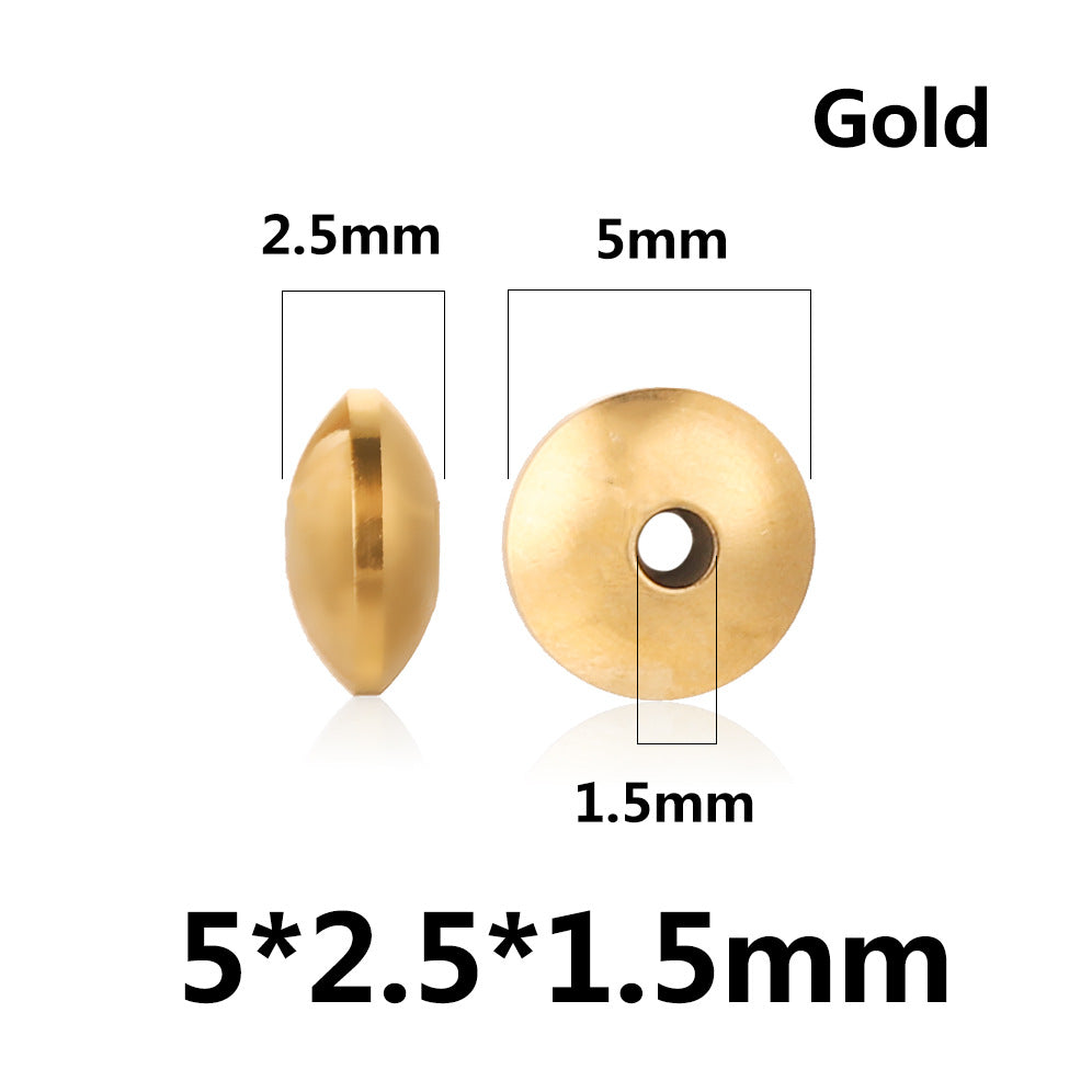 100PCS Stainless Steel Abacus Beads & Flying Saucer Beads - Vacuum Gold Plated Arc Beads, Spacer Beads & Positioning Beads for Jewelry Making, DIY Craft Supplies