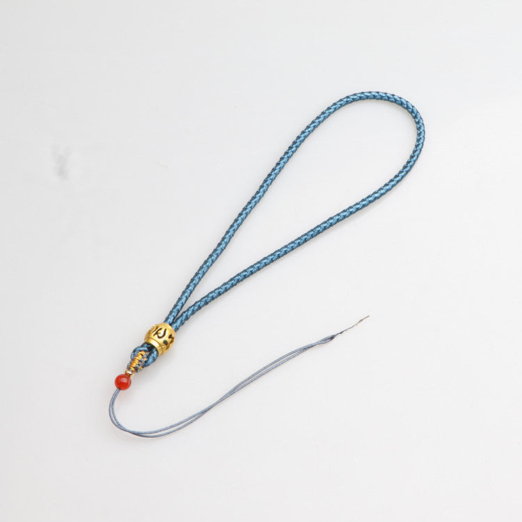 Six-Word Mantra Handwoven Cord, DIY Agate Prayer Bead Holder, Handmade Wrist Rope, Keychain & Phone Strap Jewelry Accessories