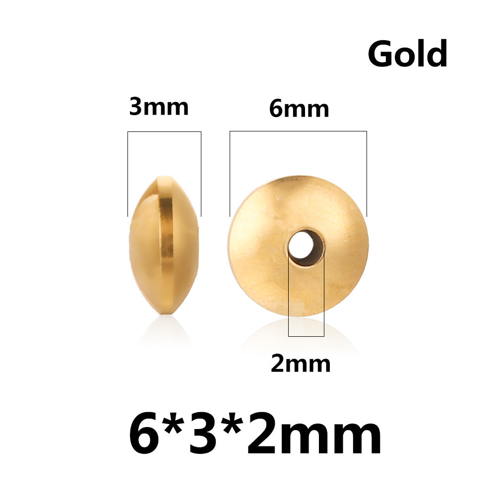 100PCS Stainless Steel Abacus Beads & Flying Saucer Beads - Vacuum Gold Plated Arc Beads, Spacer Beads & Positioning Beads for Jewelry Making, DIY Craft Supplies