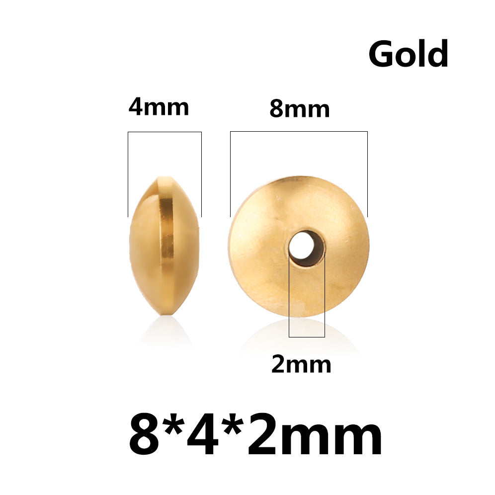 100PCS Stainless Steel Abacus Beads & Flying Saucer Beads - Vacuum Gold Plated Arc Beads, Spacer Beads & Positioning Beads for Jewelry Making, DIY Craft Supplies