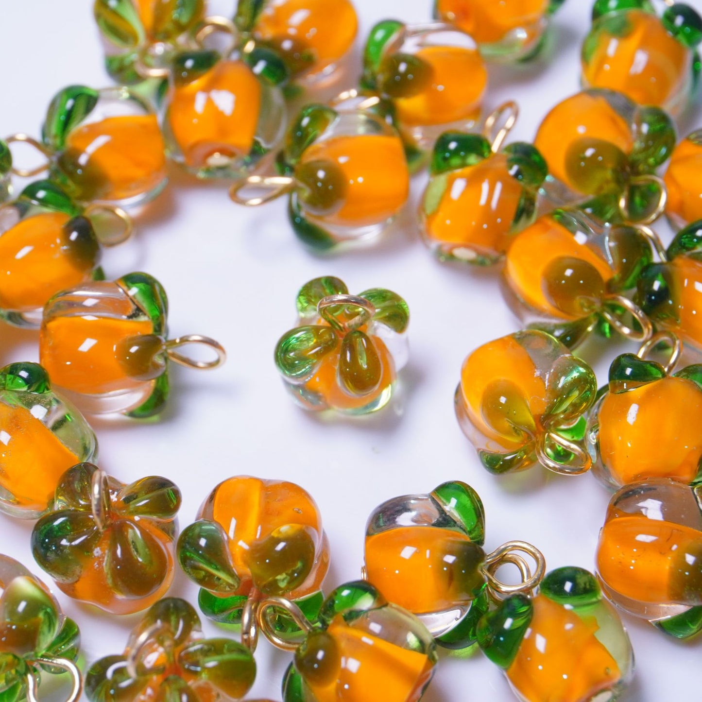 10PCS Glass Small Persimmon Beads "Shi Shi Ru Yi" | Hanfu Ancient Style DIY Craft Accessories | Handmade Jewelry Making Supplies