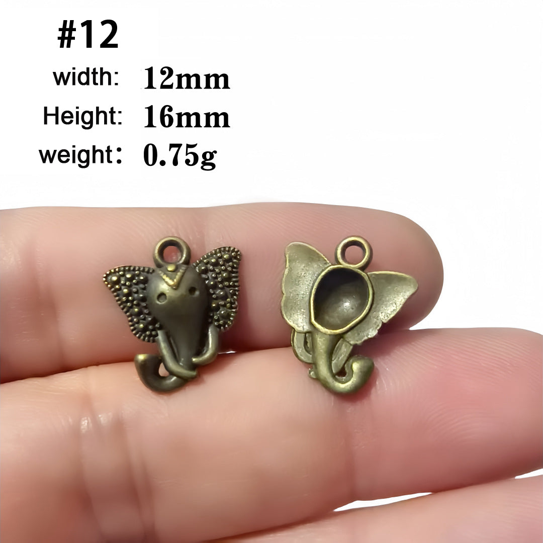 A Series of Charm 1: 10PCS Vintage Style Verdigris Bronze Butterfly Elephant charm - Unique Animal-Inspired Jewelry for Daily Wear & Gifting