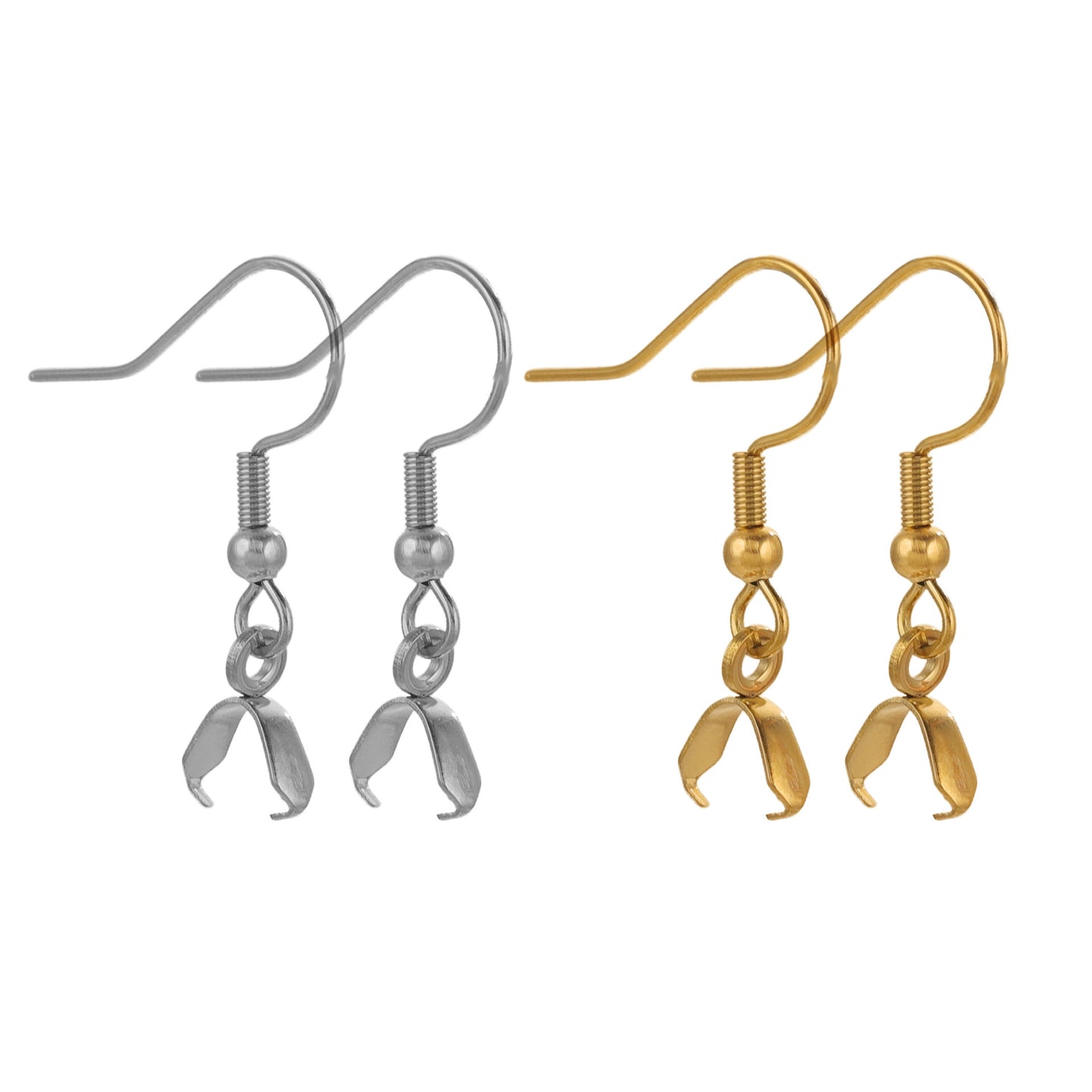 2Pairs Stainless Steel Earing Hook with Clips - Titanium Steel Pendant Earrings with Big Ear Clips