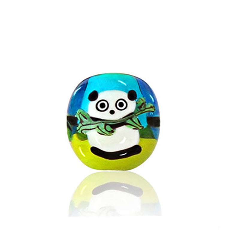 Handmade Murano Panda Glass Beads, Large Hole Lampwork Charm Beads for DIY Bracelets Earrings, Cute Animal European Style Beads