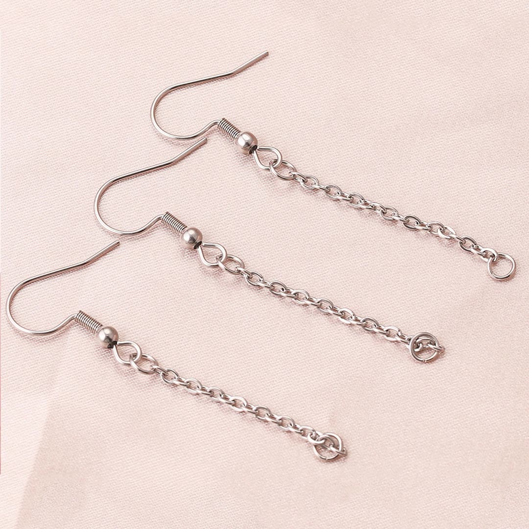 2Pairs Stainless Steel Vacuum Color-Retention Earring Extender Chain | DIY Earring Material for Ear Wires & Tassel Chains, Jewelry Supplies