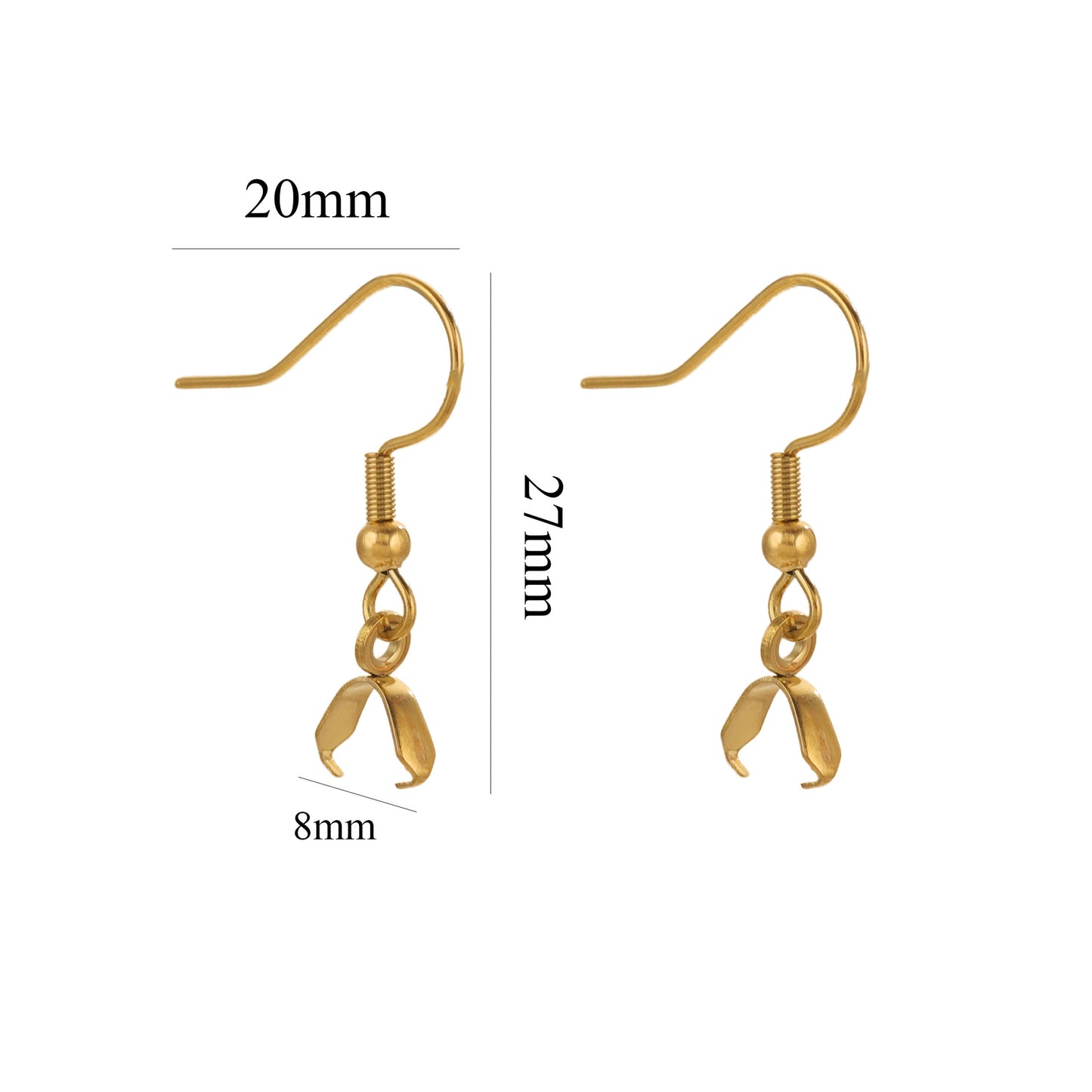 2Pairs Stainless Steel Earing Hook with Clips - Titanium Steel Pendant Earrings with Big Ear Clips