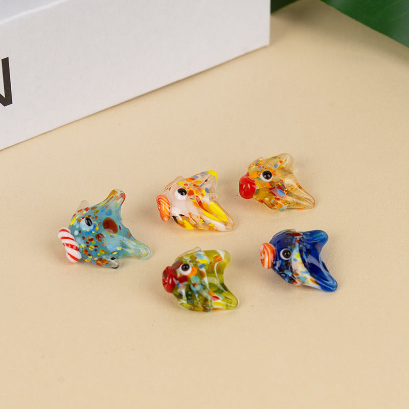 Straight-Hole Glass Fish Beads | Japanese Handmade Colored Glass Beads | DIY Jewelry Supplies for Bracelets, Necklaces