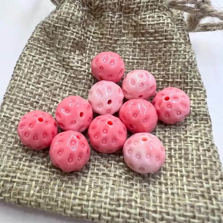 4PCS 11x12mm Pink Queen Conch Powder Pressed Strawberry Charms - Shell Embellishments for DIY Jewelry & Crafts