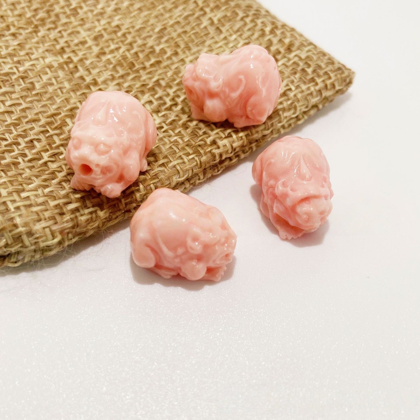 4PCS 11x15mm Pink Queen Conch Powder Pressed Chubby Pixiu Charms - Shell Embellishments for DIY Jewelry & Crafts