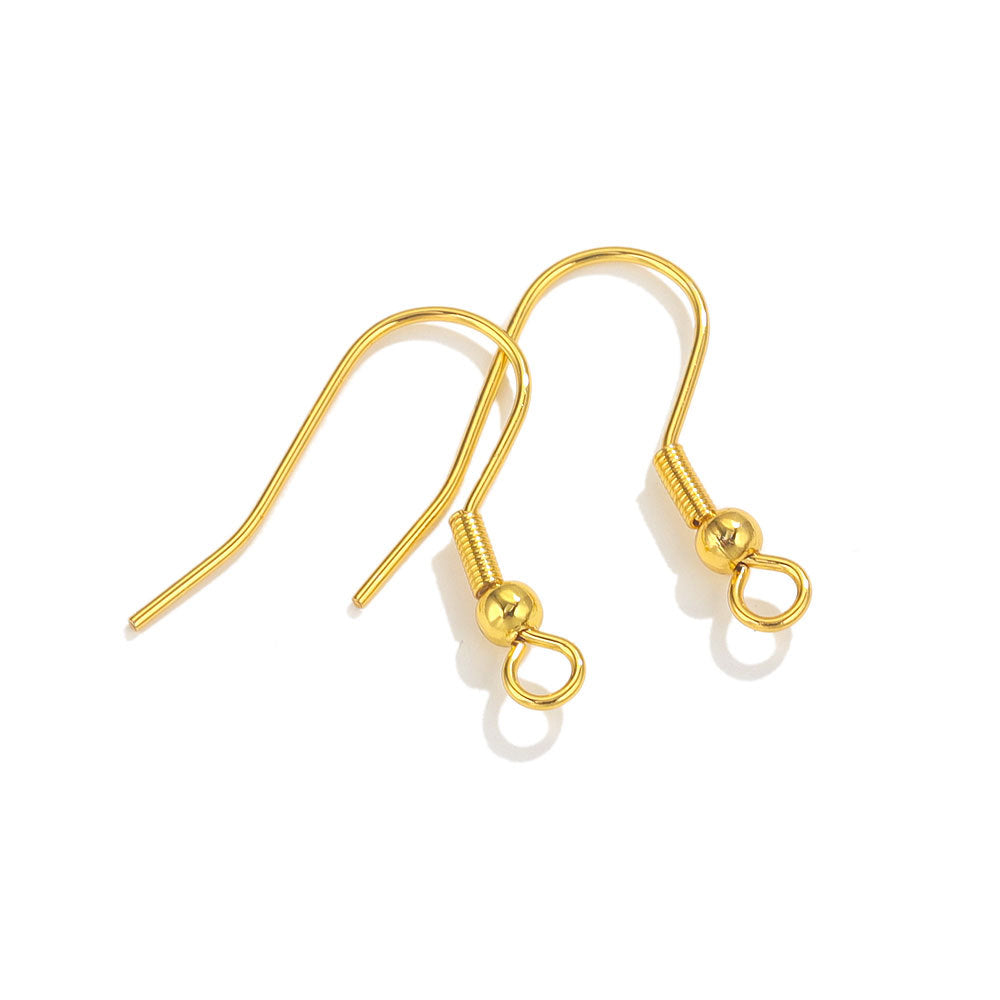 5Pairs Stainless Steel Spring Earrings Hooks with Beads | 18K Real Gold Plated Ear Wires, DIY Accessory for Earring Jewelry Making
