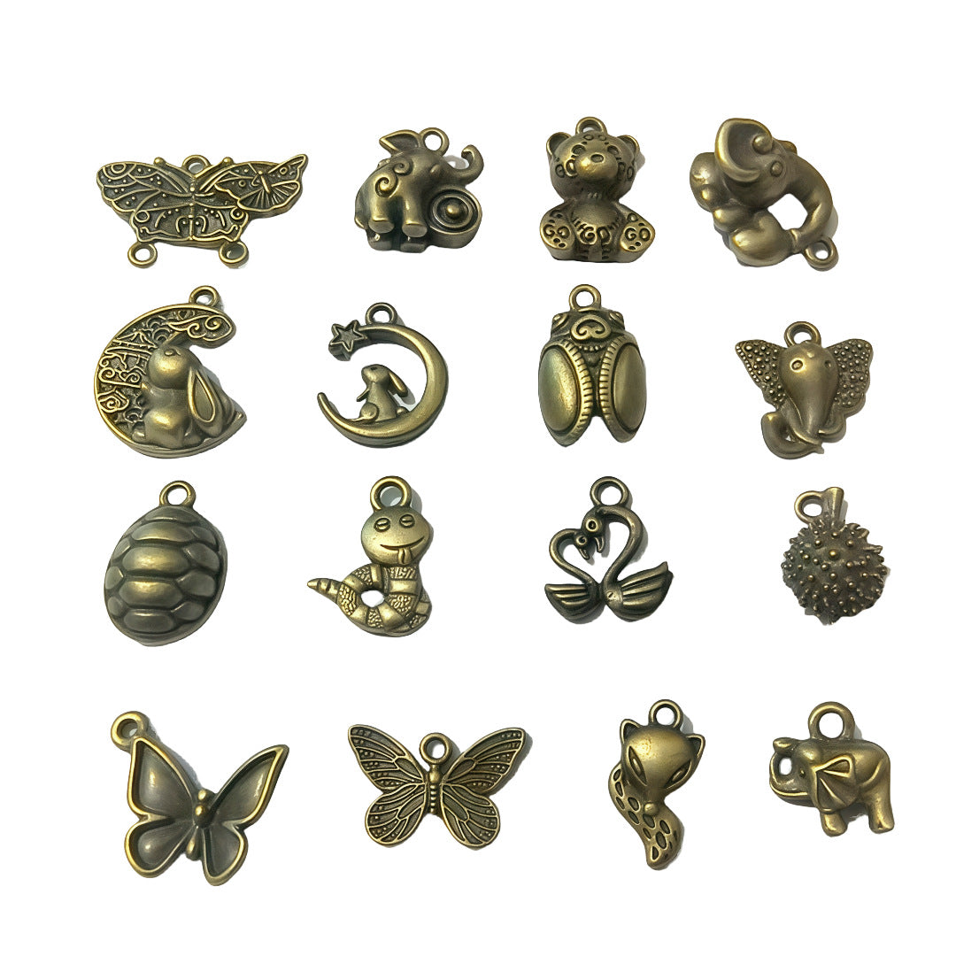 A Series of Charm 1: 10PCS Vintage Style Verdigris Bronze Butterfly Elephant charm - Unique Animal-Inspired Jewelry for Daily Wear & Gifting