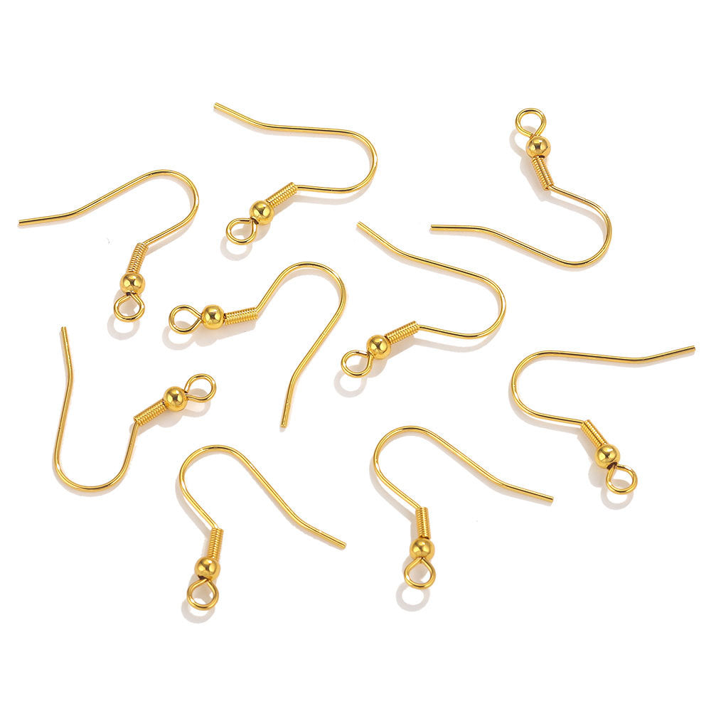 5Pairs Stainless Steel Spring Earrings Hooks with Beads | 18K Real Gold Plated Ear Wires, DIY Accessory for Earring Jewelry Making