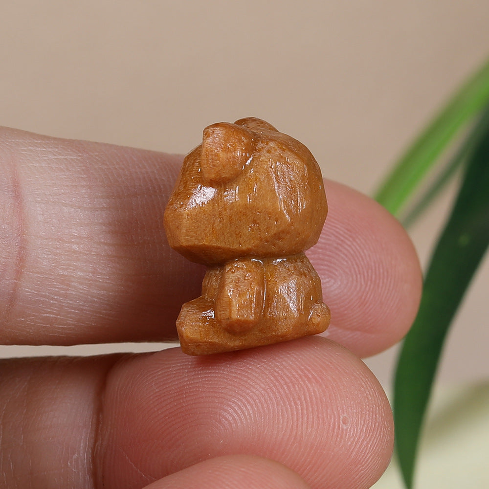 - Cute Sandalwood Carved Diamond Bear Charm - DIY Accessory for Wenwan Beads Bracelet & Necklace