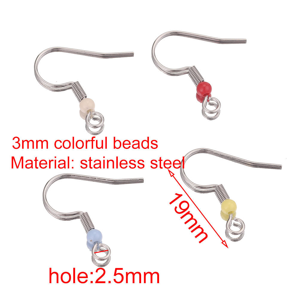 50PCS Stainless Steel Spring Ear Hooks with Round Beads | Colorful Earring Components, DIY Jewelry Supplies for Handmade Earrings