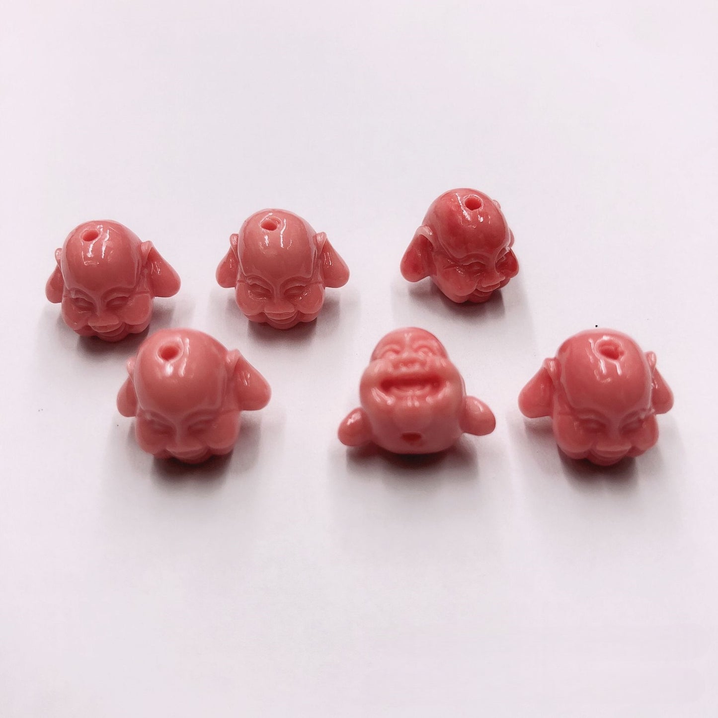 4PCS 11x14mm Pink Queen Conch Pressed Laughing Buddha Charms - Shell Embellishments for DIY Jewelry & Crafts