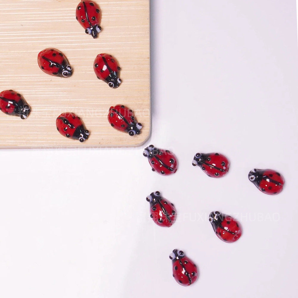 10PCS Glass Beetle Beads | Animal & Insect Themed Loose Beads | Wholesale DIY Bracelet & Necklace Craft Accessories
