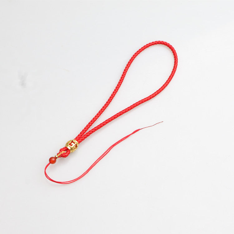 Six-Word Mantra Handwoven Cord, DIY Agate Prayer Bead Holder, Handmade Wrist Rope, Keychain & Phone Strap Jewelry Accessories