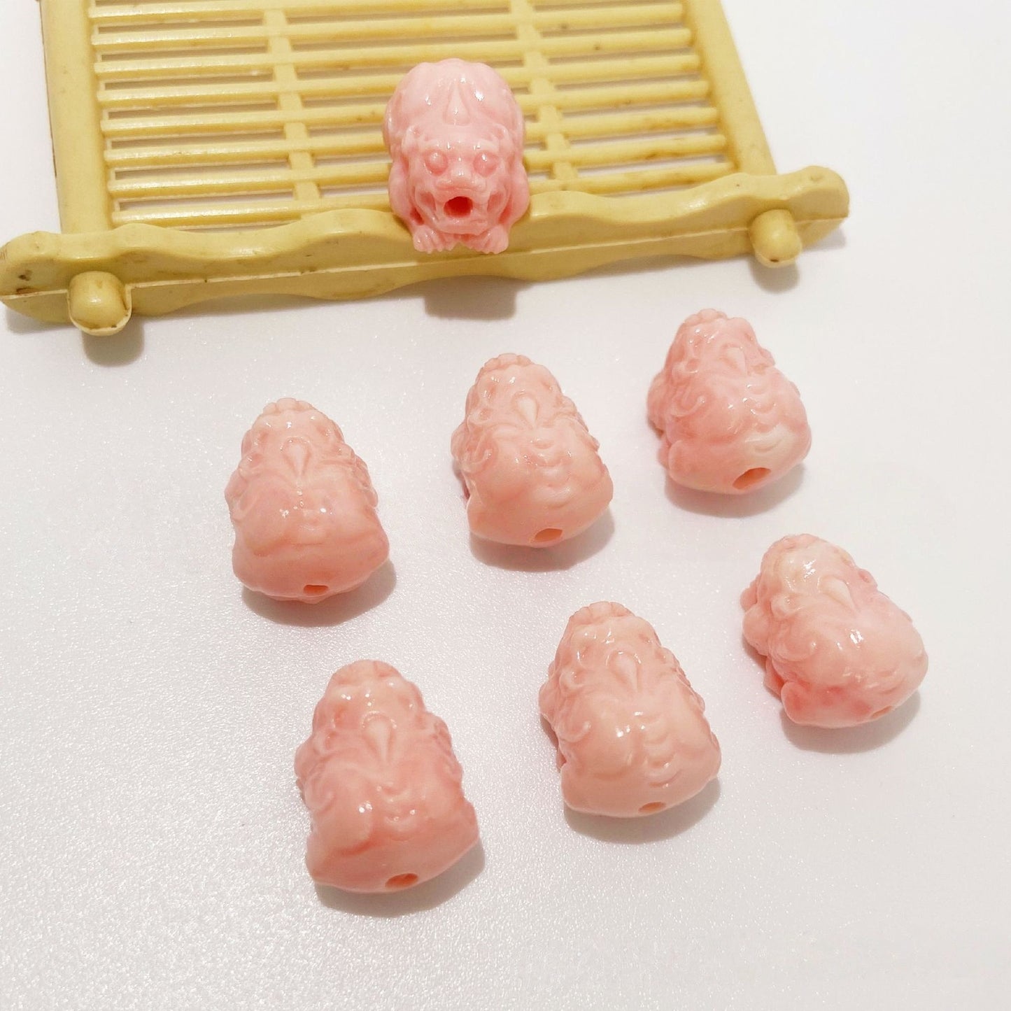 4PCS 11x15mm Pink Queen Conch Powder Pressed Chubby Pixiu Charms - Shell Embellishments for DIY Jewelry & Crafts