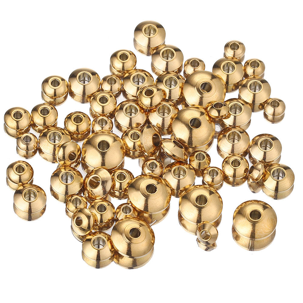 100PCS Stainless Steel Abacus Beads & Flying Saucer Beads - Vacuum Gold Plated Arc Beads, Spacer Beads & Positioning Beads for Jewelry Making, DIY Craft Supplies