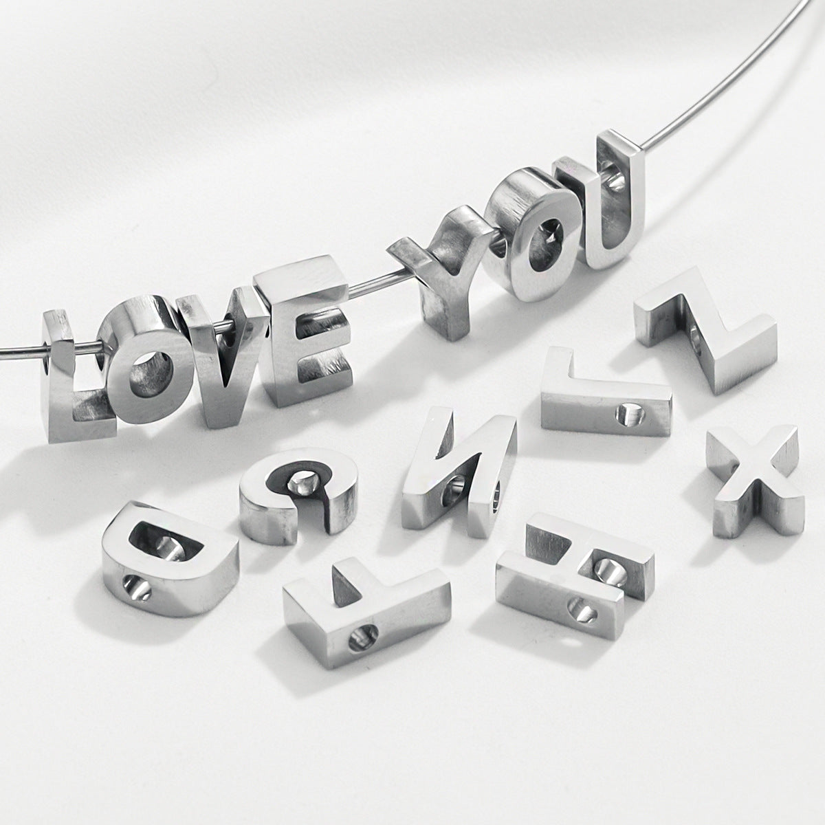 5PCS Stainless Steel 3D Letter Pendants - Minimalist & Stylish for Women's DIY Necklaces | Fashion Jewelry Findings
