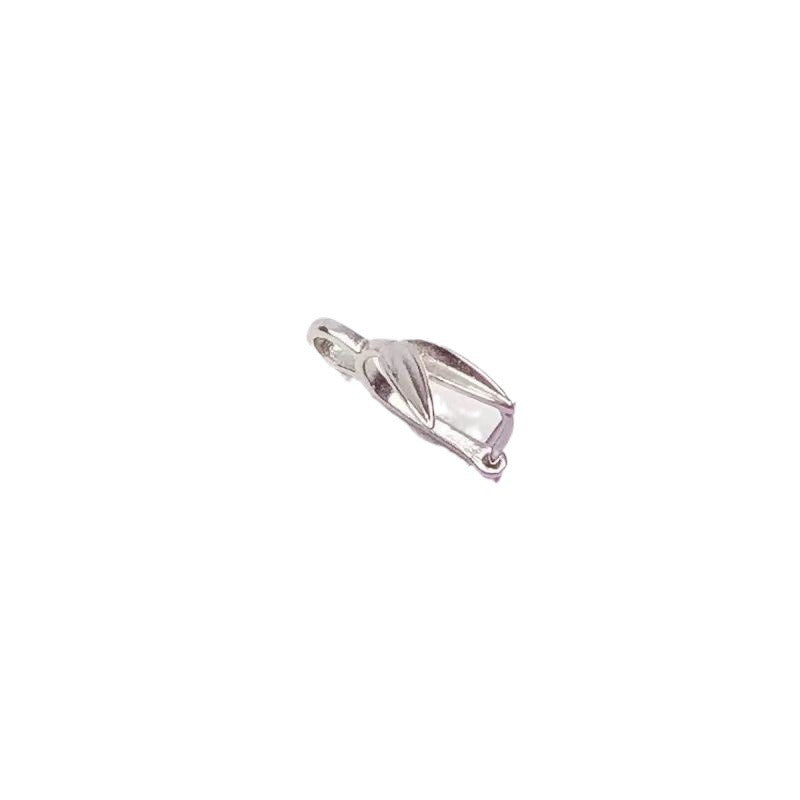 18K Minimalist Bamboo Leaf Pendant Connector, Gua-Zi Style Safety Clip for Jade & DIY Pendants, Jewelry Making Findings