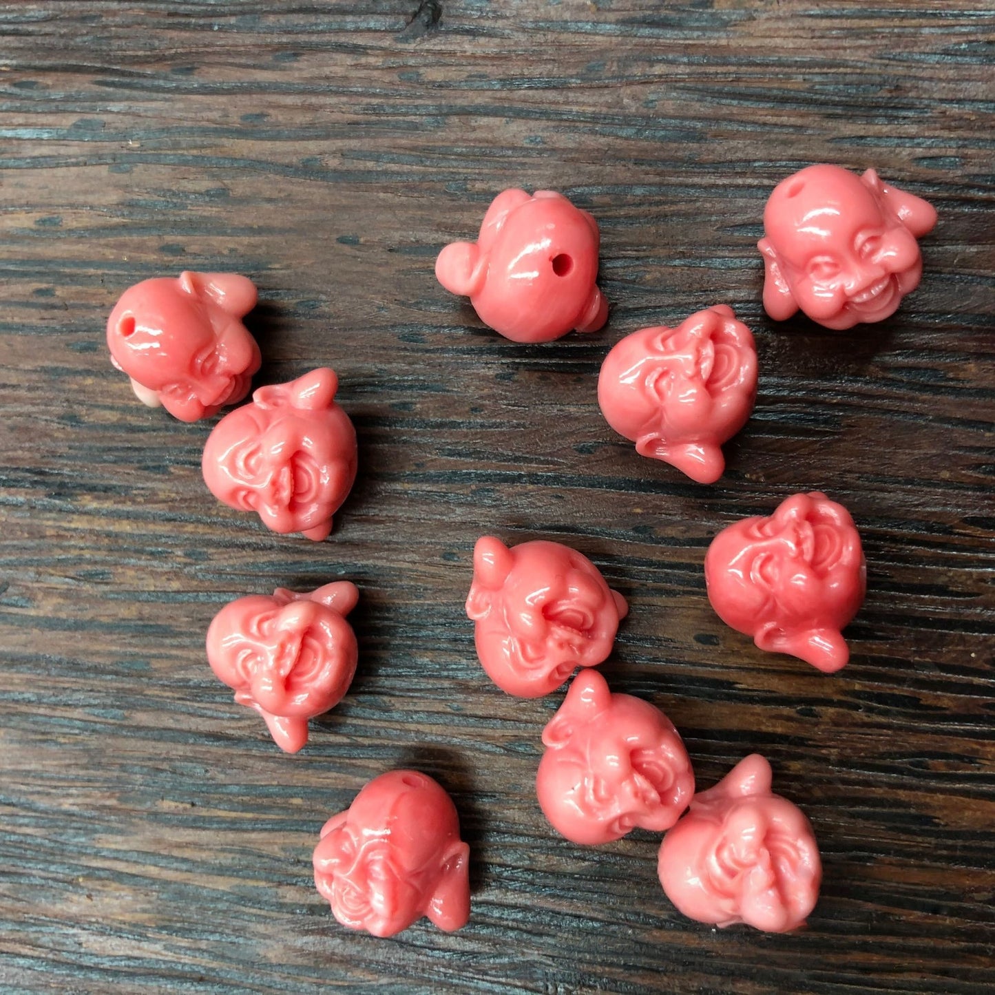 4PCS 11x14mm Pink Queen Conch Pressed Laughing Buddha Charms - Shell Embellishments for DIY Jewelry & Crafts