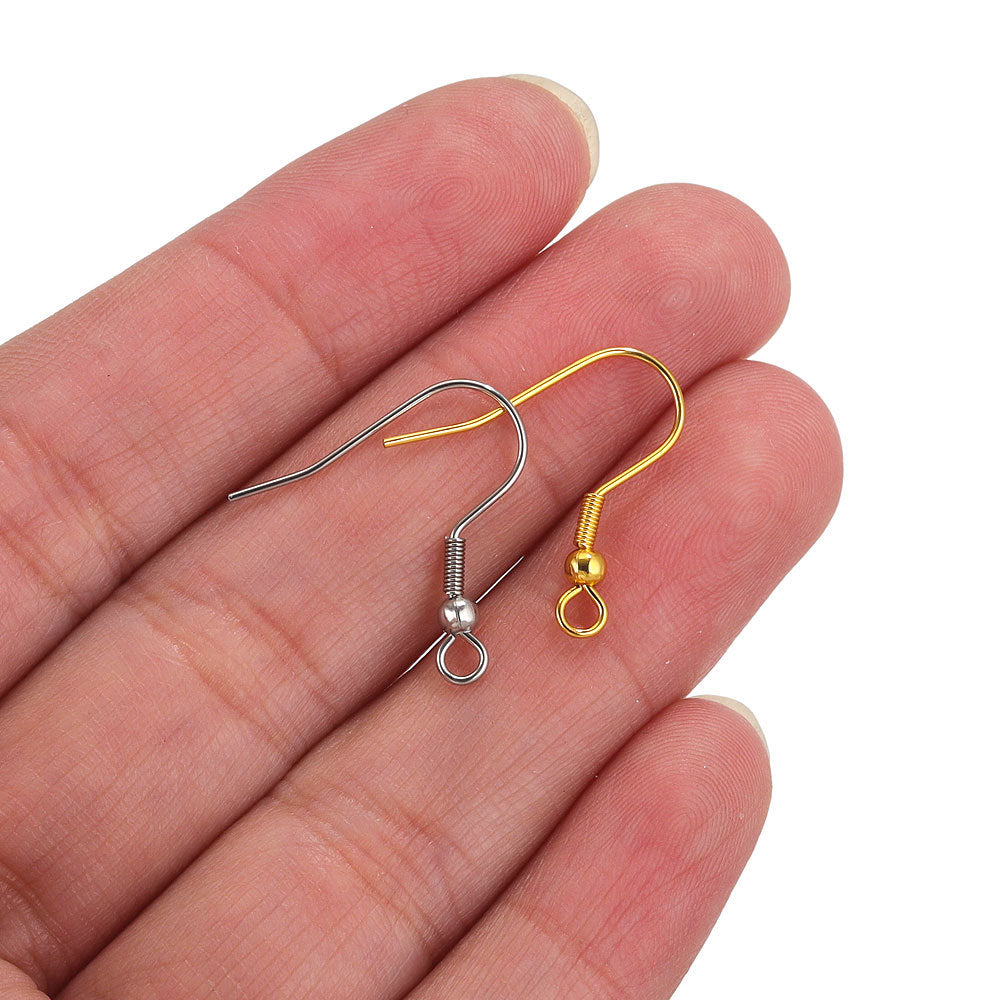 5Pairs Stainless Steel Spring Earrings Hooks with Beads | 18K Real Gold Plated Ear Wires, DIY Accessory for Earring Jewelry Making