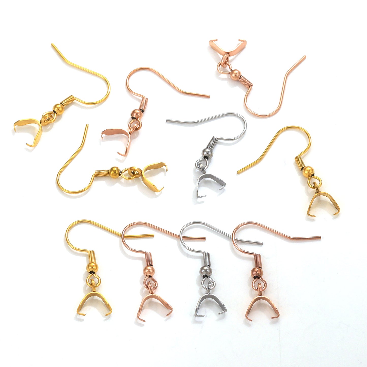 2Pairs Stainless Steel Earing Hook with Clips - Titanium Steel Pendant Earrings with Big Ear Clips