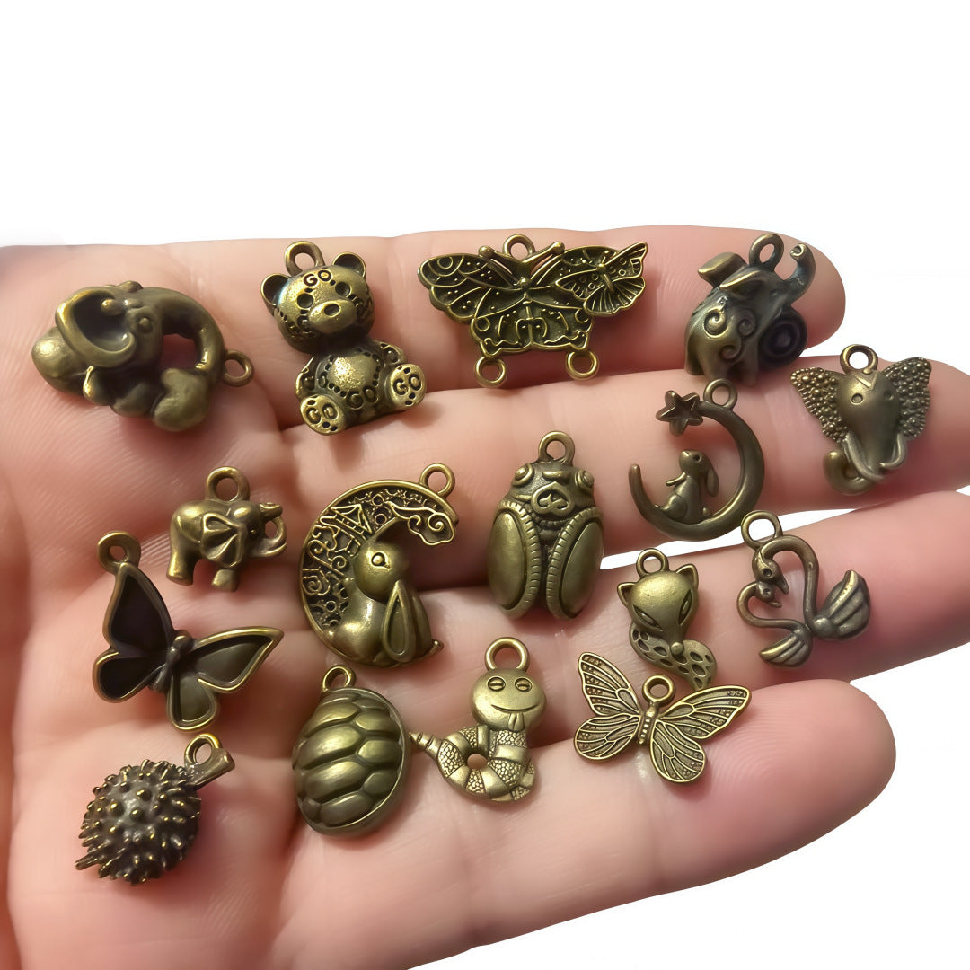 A Series of Charm 1: 10PCS Vintage Style Verdigris Bronze Butterfly Elephant charm - Unique Animal-Inspired Jewelry for Daily Wear & Gifting