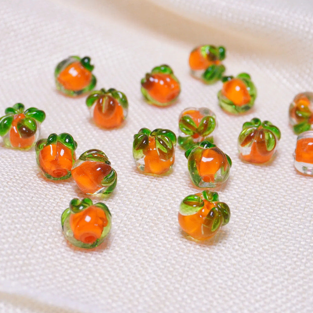 10PCS Glass Small Persimmon Beads "Shi Shi Ru Yi" | Hanfu Ancient Style DIY Craft Accessories | Handmade Jewelry Making Supplies