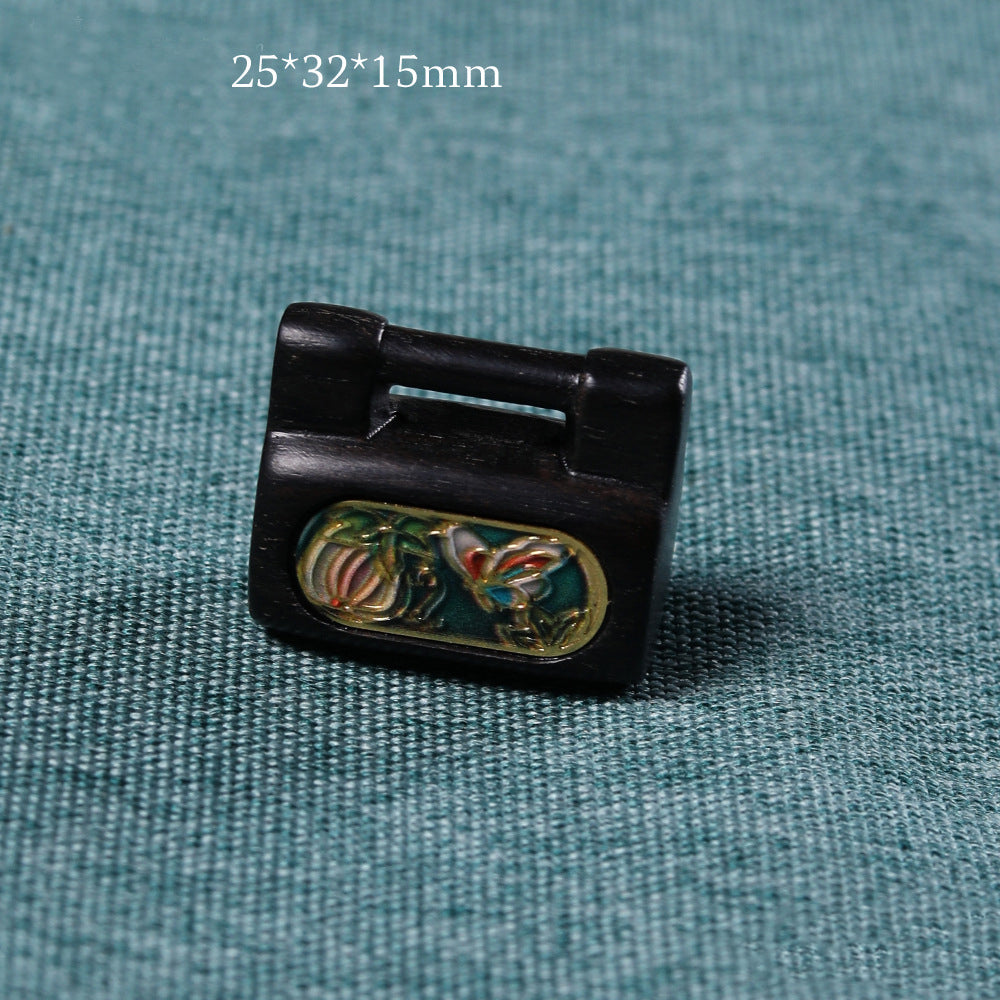Hand-Painted Sandalwood Ruyi Small Lock | Exquisite Artisan Crafted Jewelry Accessory | Unique Cultural Gift