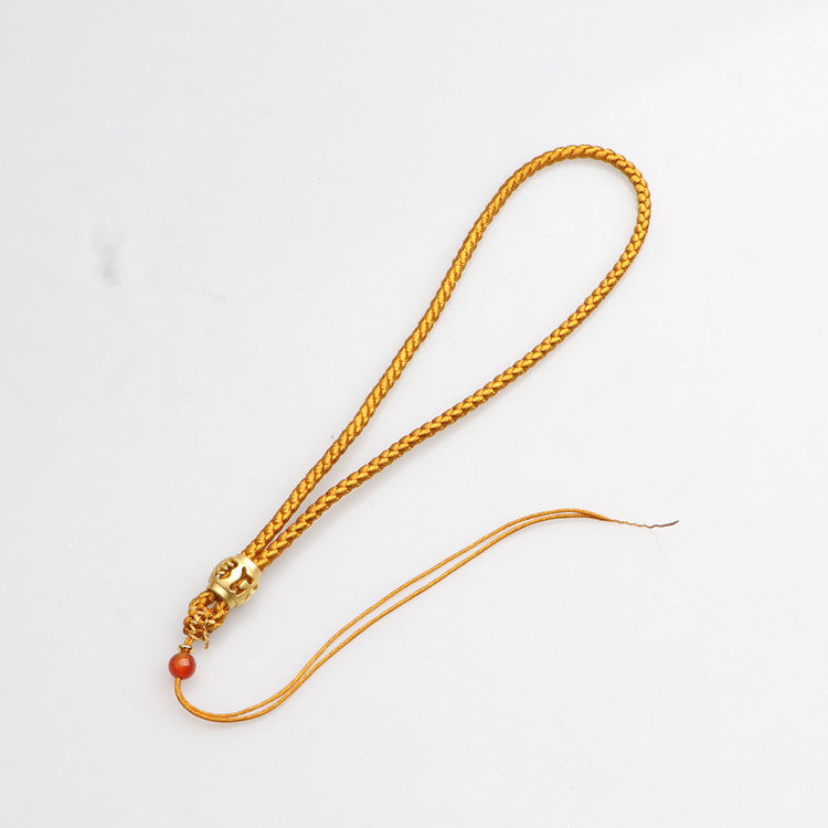 Six-Word Mantra Handwoven Cord, DIY Agate Prayer Bead Holder, Handmade Wrist Rope, Keychain & Phone Strap Jewelry Accessories