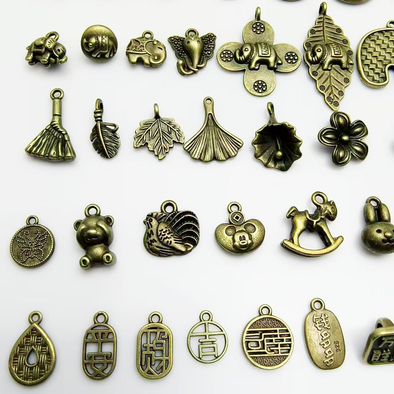 A Series of Charm 2: 10PCS Vintage Antique Bronze Pendants - Flower, Moon, Animal Shapes | DIY Jewelry Making Supplies, Craft Accessories for Necklaces/Bracelets