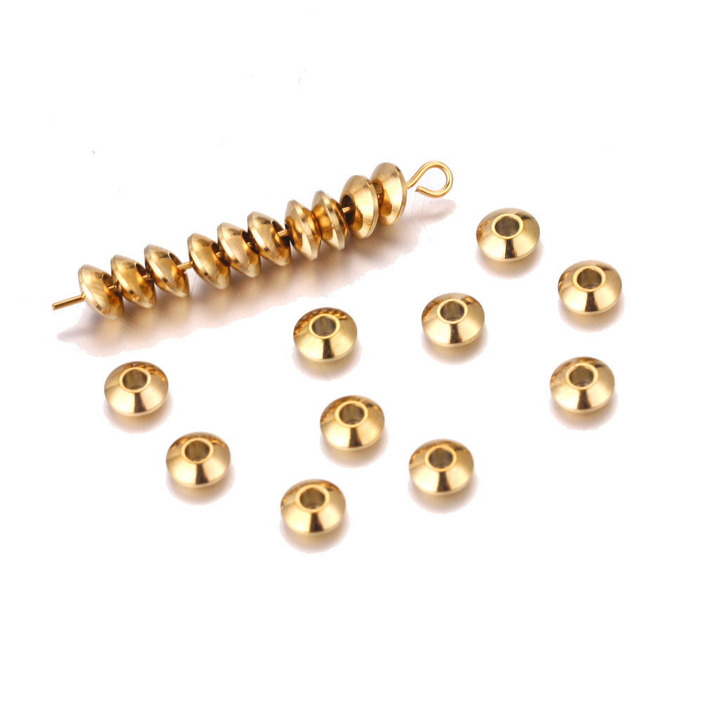 100PCS Stainless Steel Abacus Beads & Flying Saucer Beads - Vacuum Gold Plated Arc Beads, Spacer Beads & Positioning Beads for Jewelry Making, DIY Craft Supplies