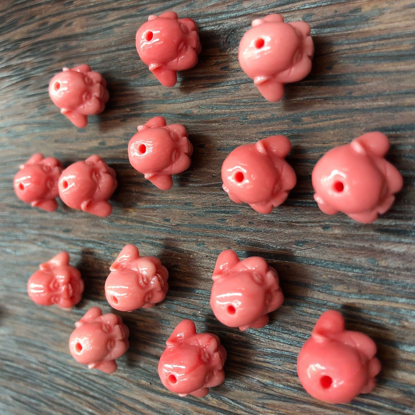 4PCS 11x14mm Pink Queen Conch Pressed Laughing Buddha Charms - Shell Embellishments for DIY Jewelry & Crafts