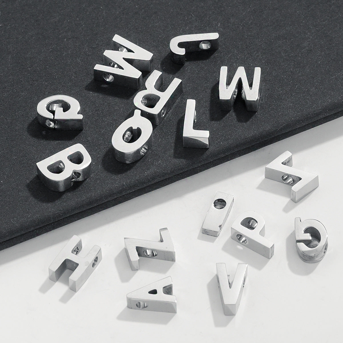 5PCS Stainless Steel 3D Letter Pendants - Minimalist & Stylish for Women's DIY Necklaces | Fashion Jewelry Findings