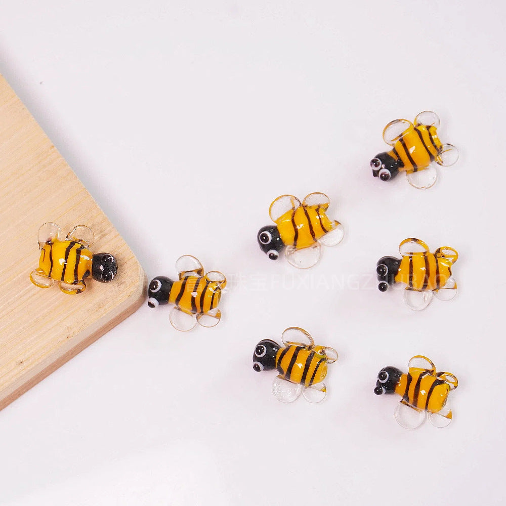 2PCS Handmade Glass Small Bee Beads | Insect & Animal Themed Loose Beads | DIY Bracelet & Necklace Craft Accessories