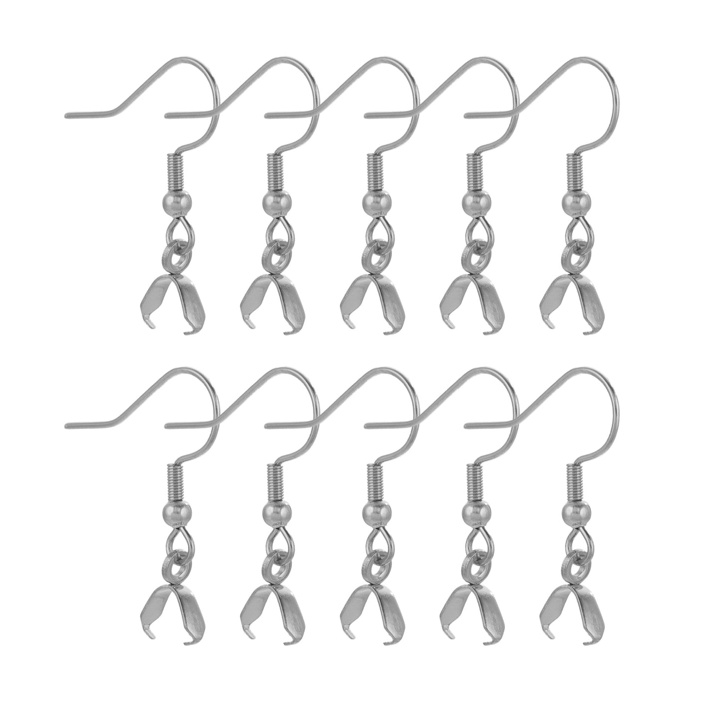 2Pairs Stainless Steel Earing Hook with Clips - Titanium Steel Pendant Earrings with Big Ear Clips